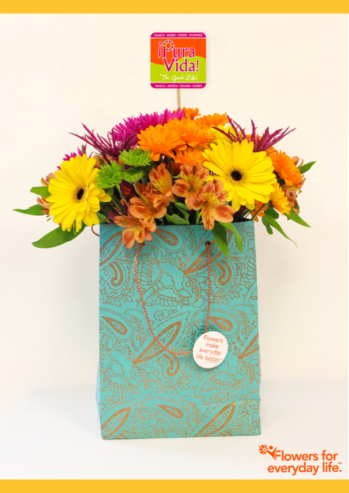 Don’t have a vase? Try this DIY paper gift bag flower vase